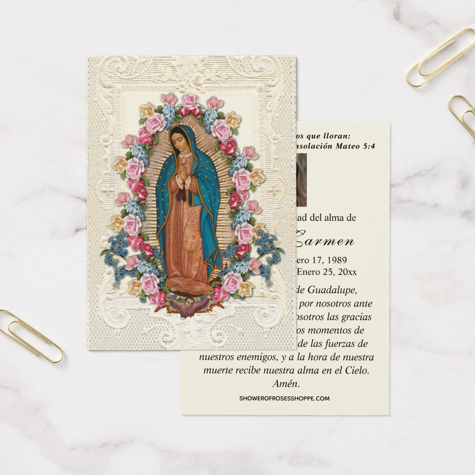 Spanish Funeral Prayer Card Message