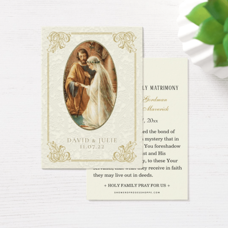 traditional catholic wedding prayer cards, customizable catholic wedding holy cards, catholic wedding remembrance prayer cards,