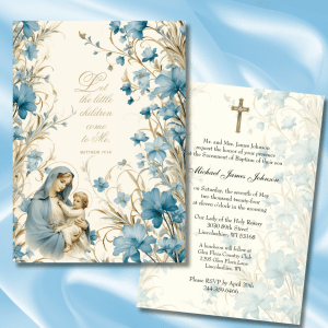 Traditional Catholic Baptism, Catholic Baptism, Baptism Invitation for Boys, Boy Catholic Baptism Invitation,