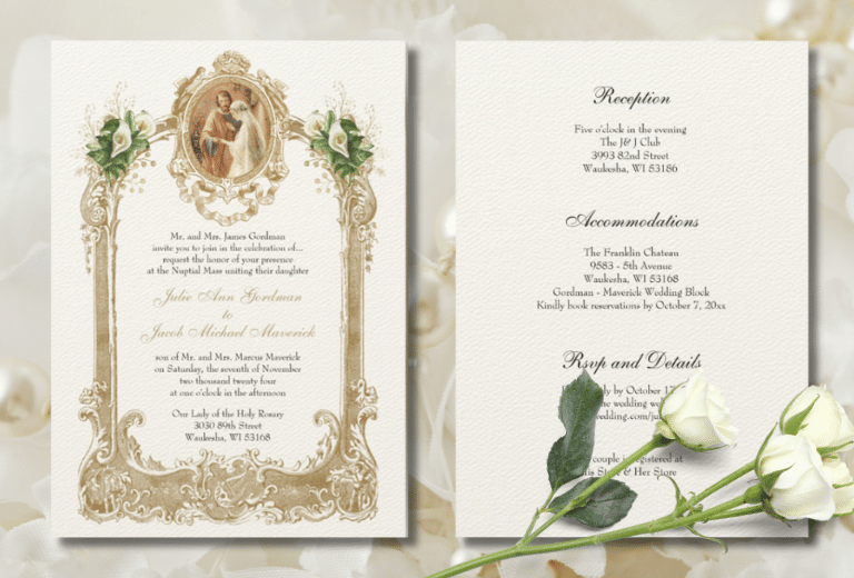 Traditional Catholic Wedding Invitations, Catholic Wedding Invites, Nuptial Mass wedding invitations,