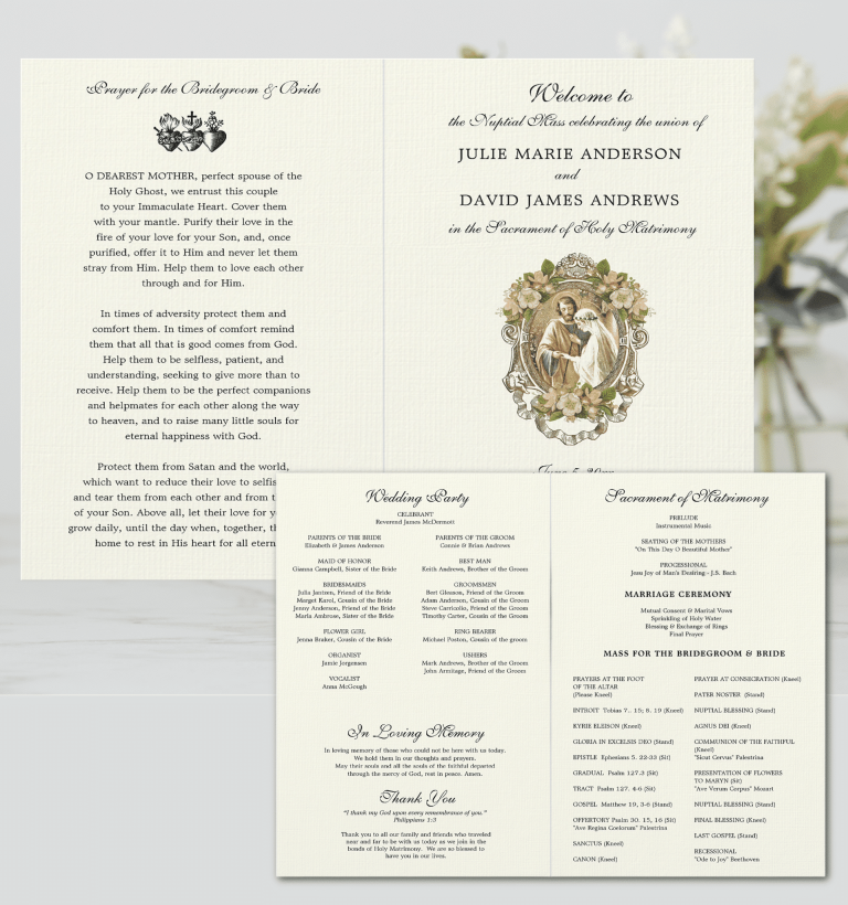Beautiful Catholic Wedding Programs, Catholic wedding ceremony programs, custom Catholic wedding programs USA
